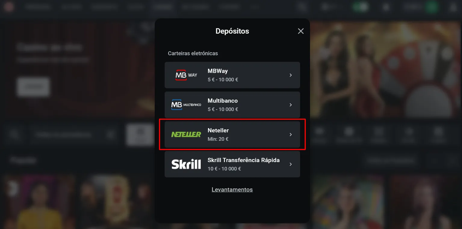 Neteller Depósito - passo 3