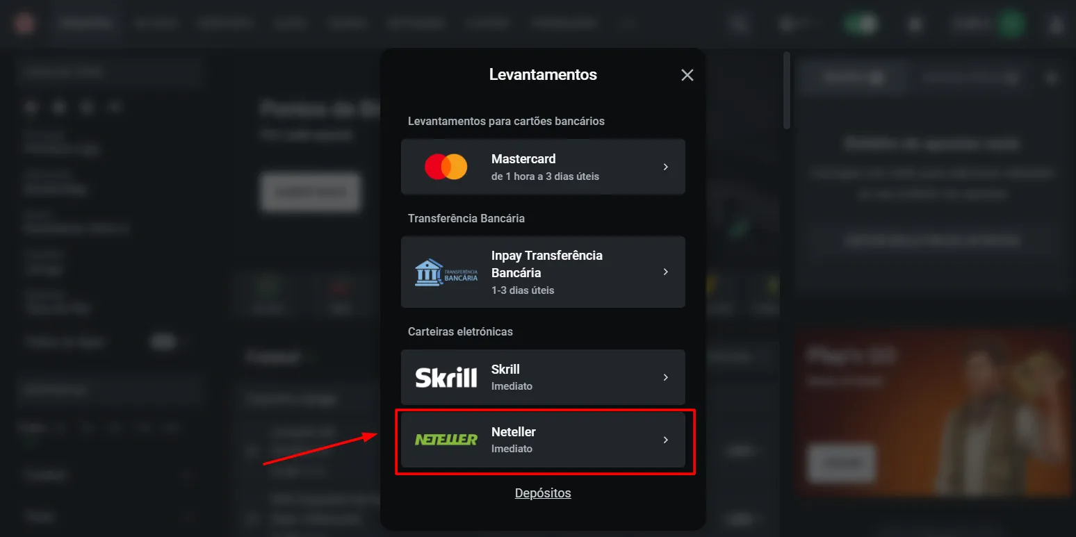 Neteller retirar - passo 3